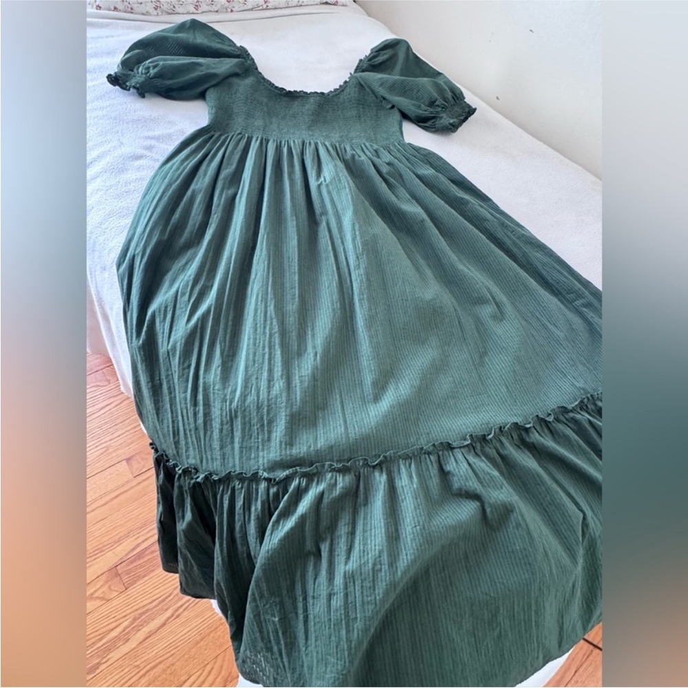 Hill House Louisa Nap Dress Green Smocked Puff Sleeve Midi Cottagecore Size XL - Picture 5 of 13